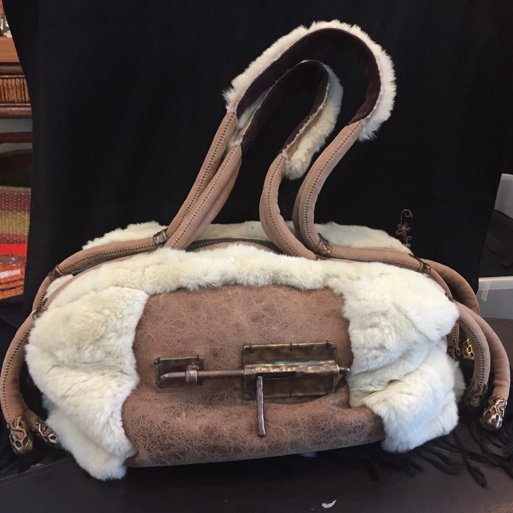 Maya Baroque Fred Segal Leather & Fur Purse